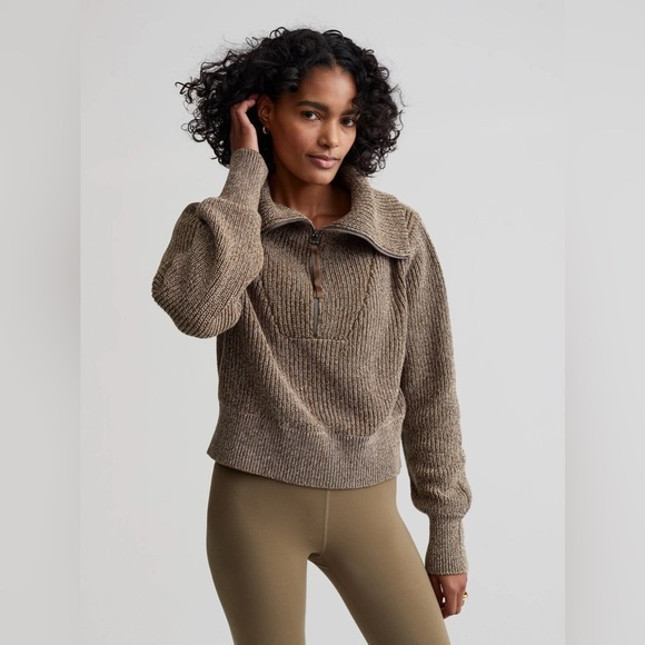VARLEY NWT Mentone Half Zip Pullover in Dark Green Speckle 1X - Picture 2 of 12